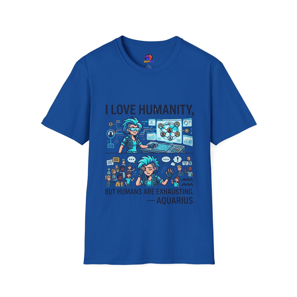 Aquarius Zodiac I Love Humanity T-Shirt — Funny Aquarist Marine Biologist Tee