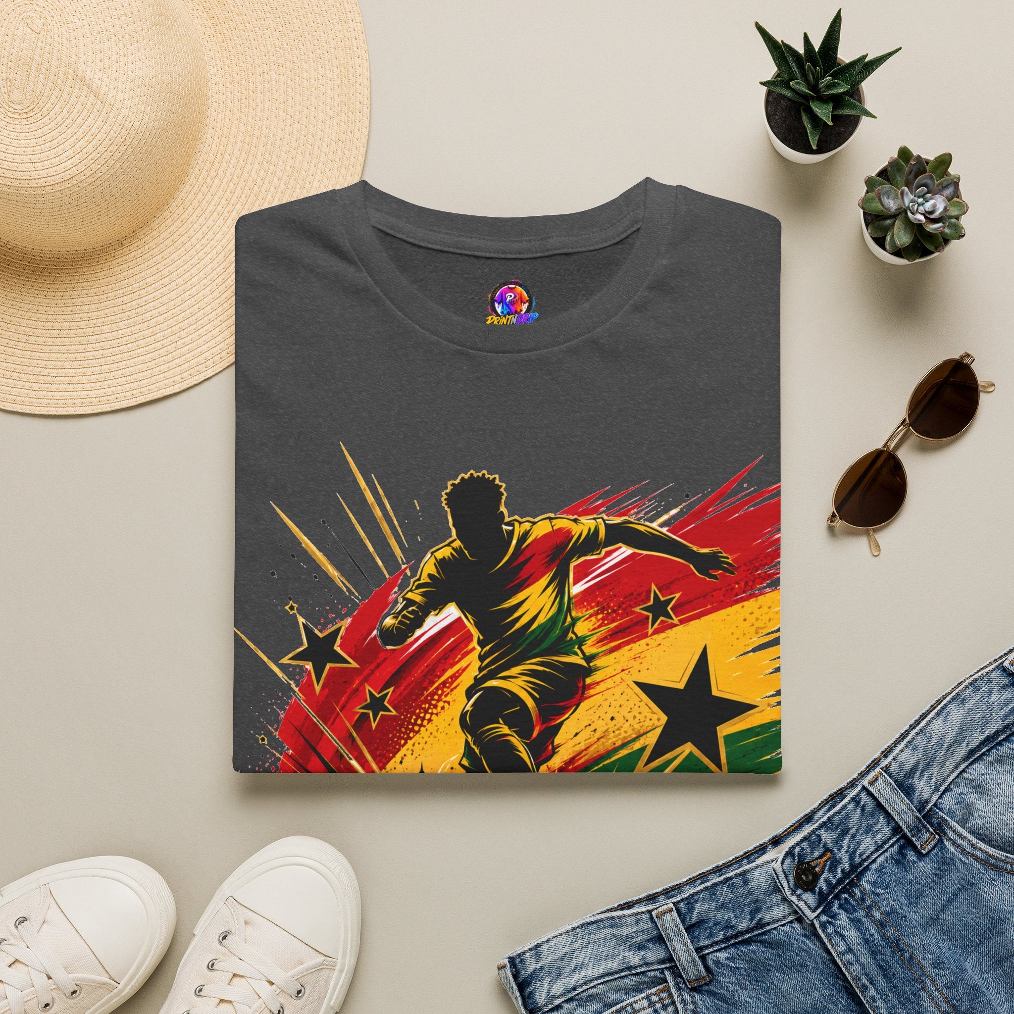 Ghana Star Power Soccer T-Shirt — Afro Football Fan Tee - Ghana T-Shirt