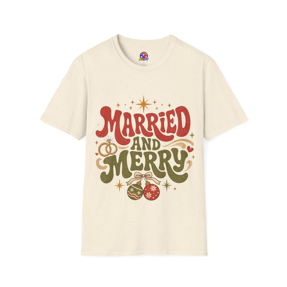 Married and Merry T-Shirt — Retro Holiday Couples Christmas Tee