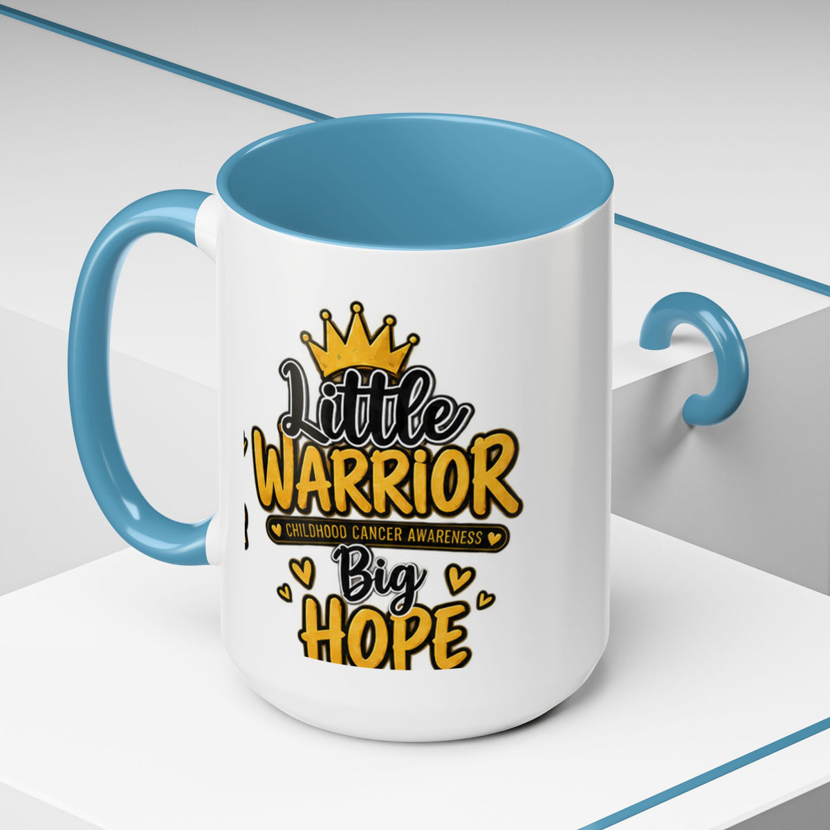 Little Warrior Childhood Cancer Awareness Coffee Mug – "Big Hope" Accent Mug