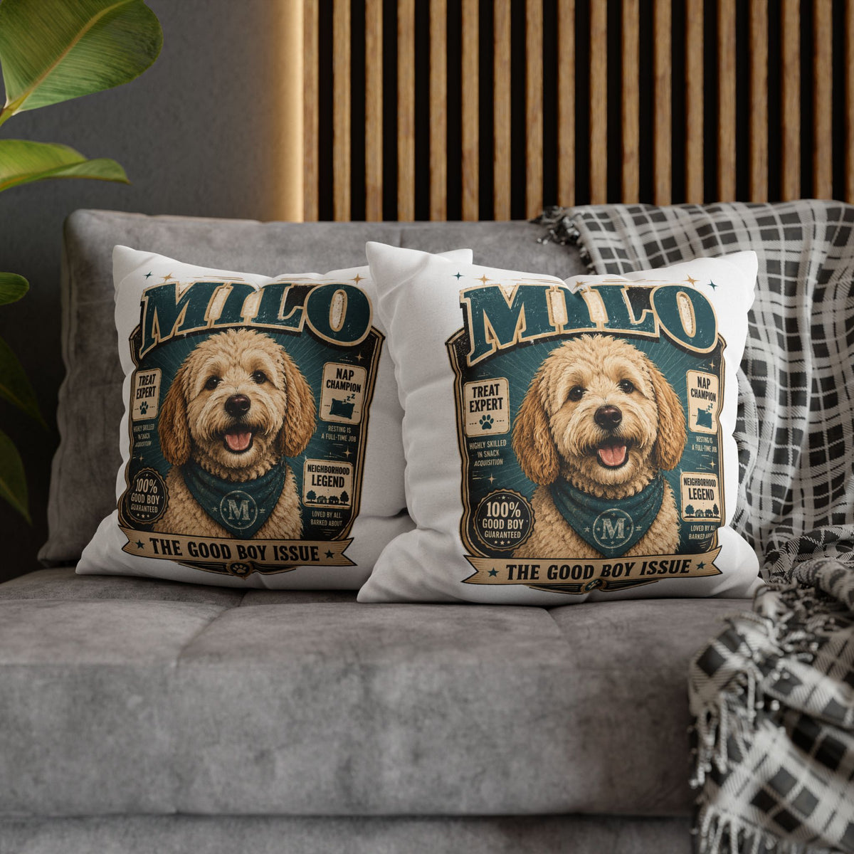 Milo 'The Good Boy Issue' Decorative Pillowcase Milo Bailey Dog Dad Mom