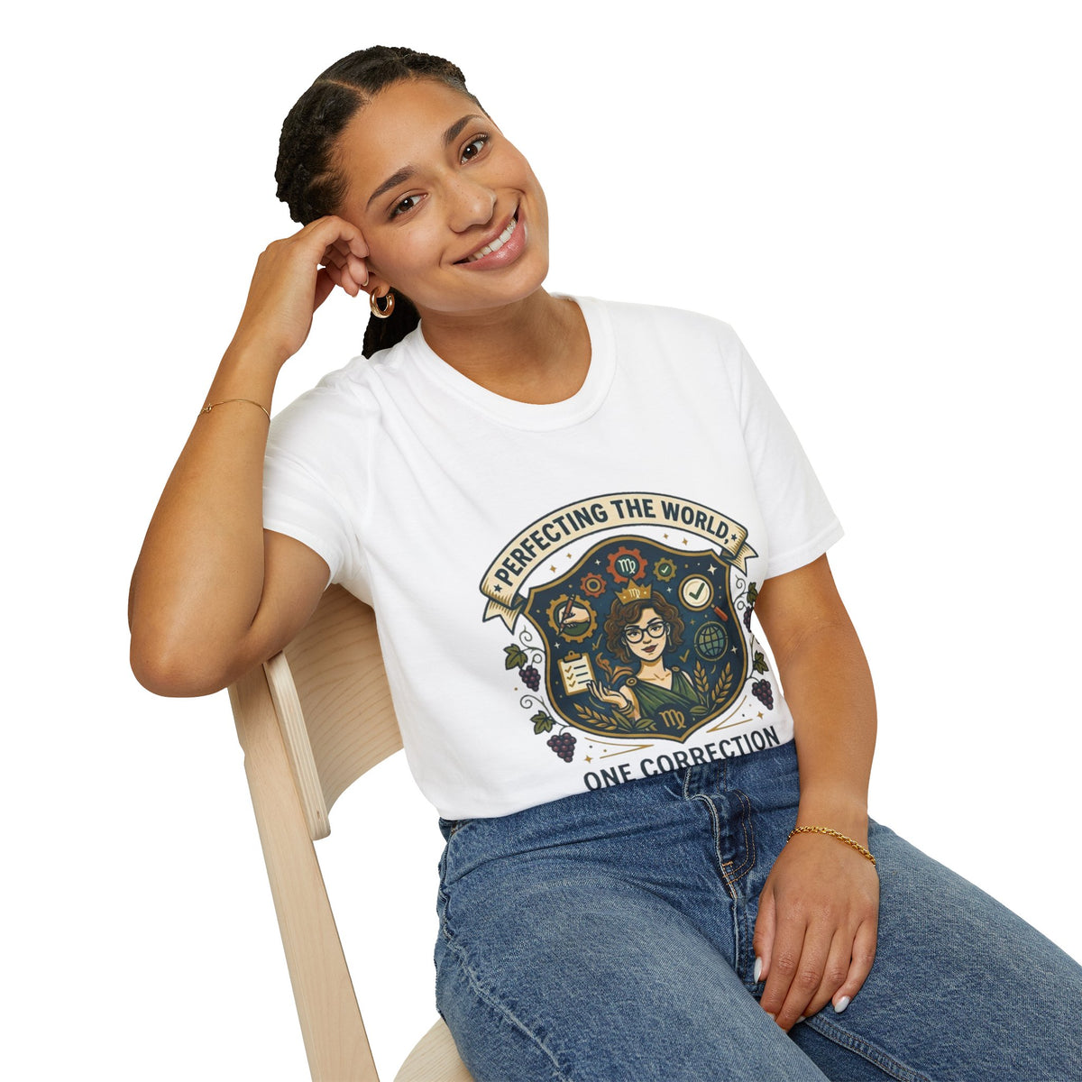 Virgo T‑Shirt — "Perfecting the World One Correction at a Time" Zodiac Tee