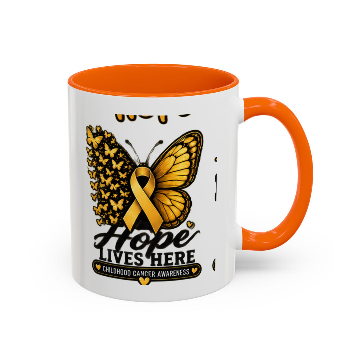 Children’s Cancer Awareness Accent Coffee Mug — "Hope Lives Here" (11/15oz)