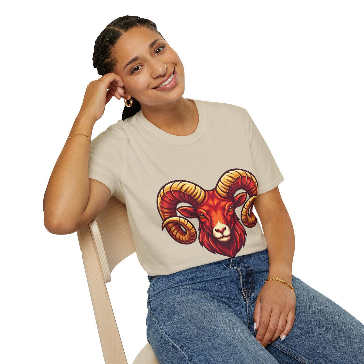 Aries Zodiac Ram Skull T-Shirt — Bold Goat Horn Graphic Tee (Aries/Zodiac)