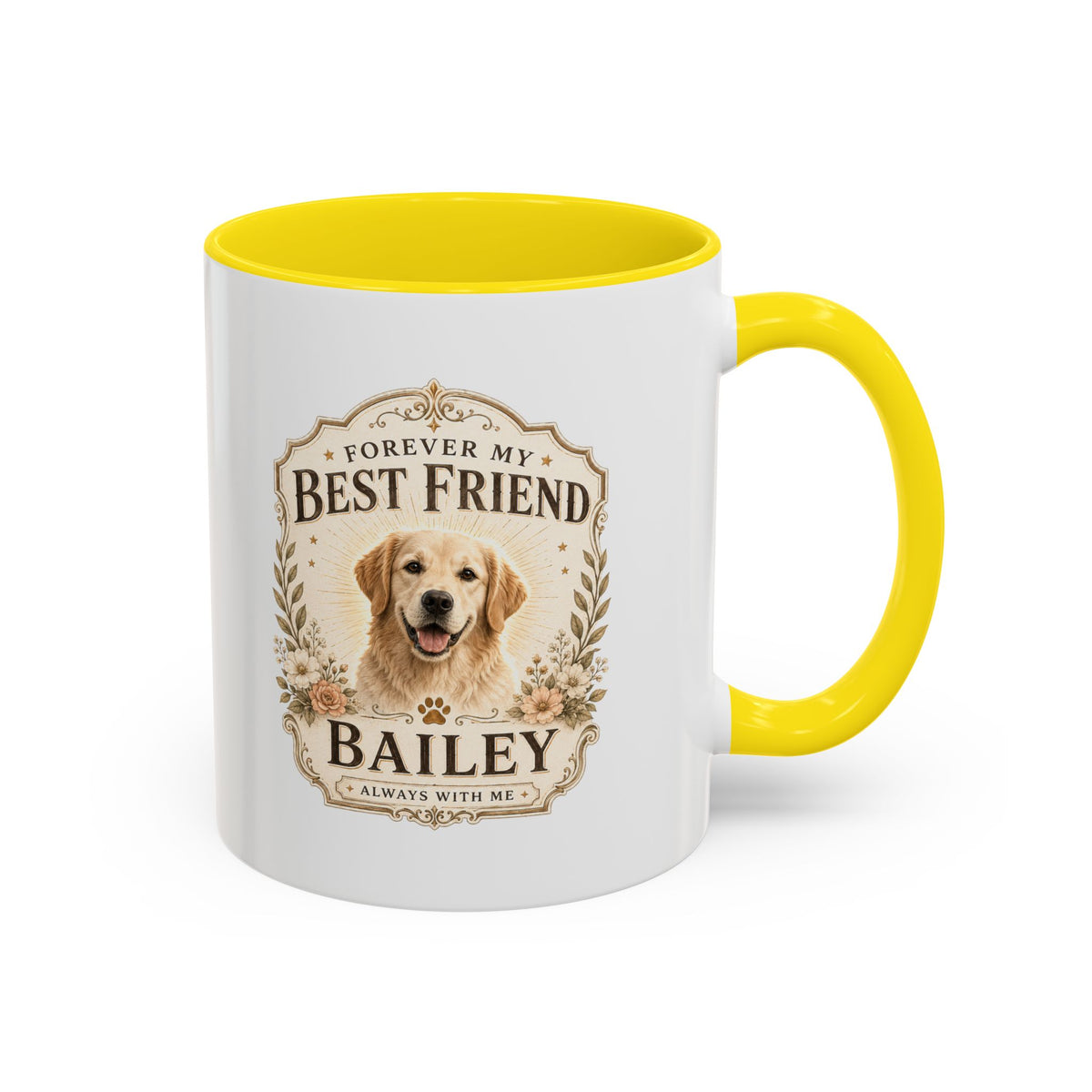 Milo Bailey Dog Dad Mom Forever My Best Friend Dog Coffee Mug — Personalized Pet Name Accent Mug