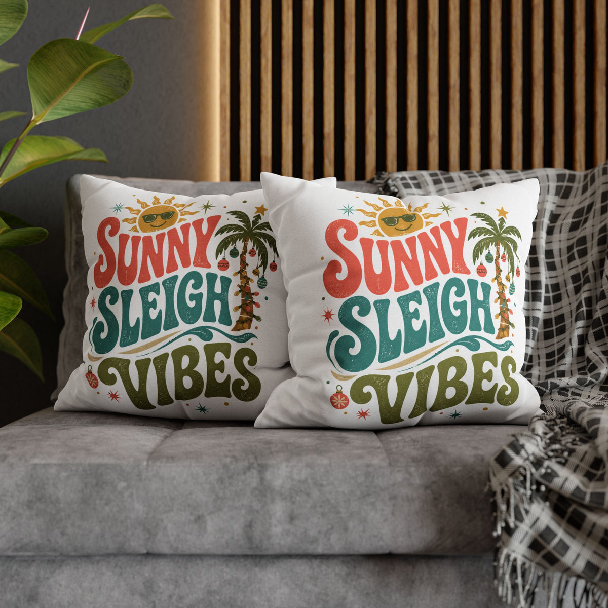 Sunny Sleigh Vibes Decorative Pillowcase Modern Day Christmas