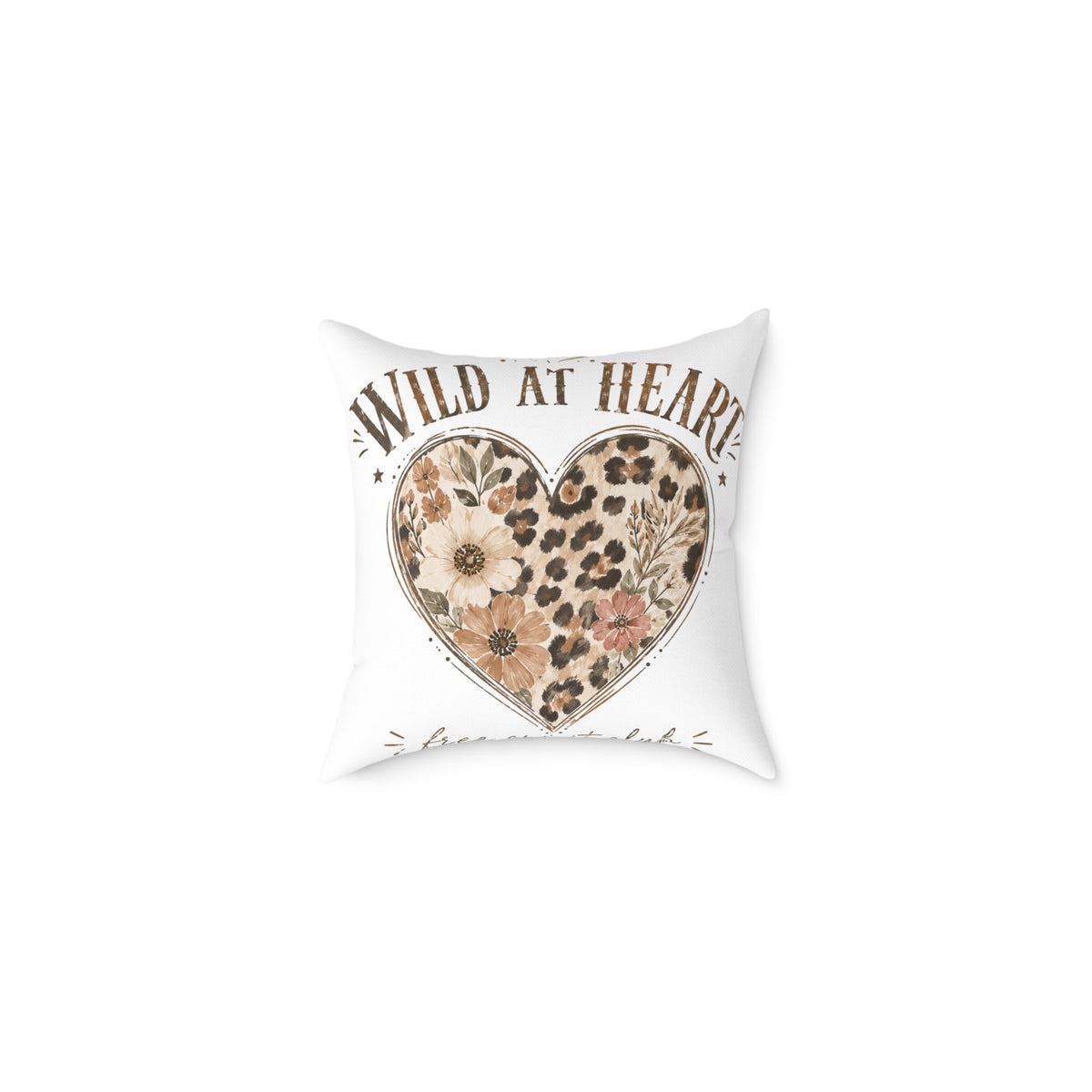 Wild at Heart Floral Leopard Heart Pillow  Milo Bailey Dog Dad Mom- Decorative Square Throw Pillow