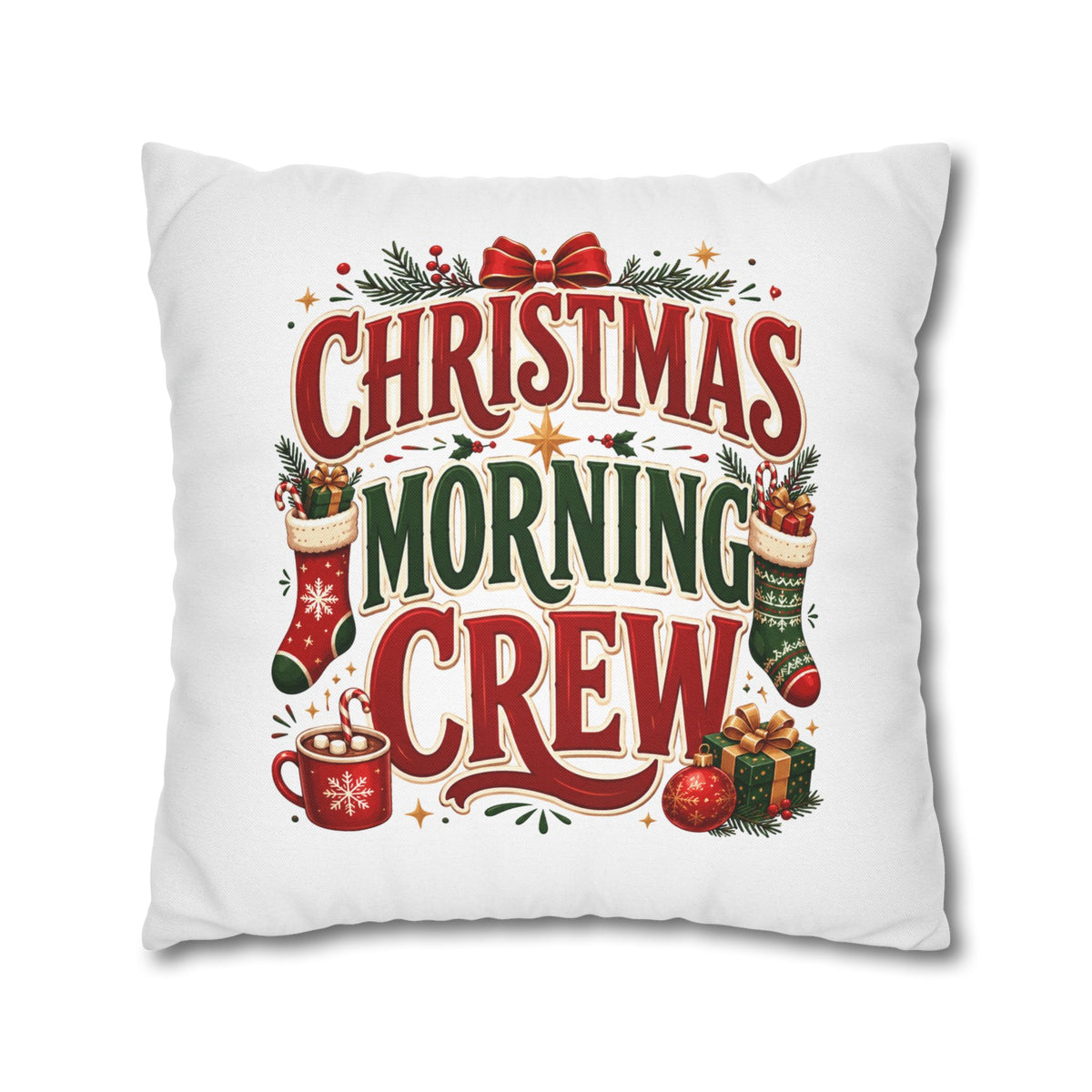 Christmas Spun Square Pillowcase  Morning Crew Pillowcase