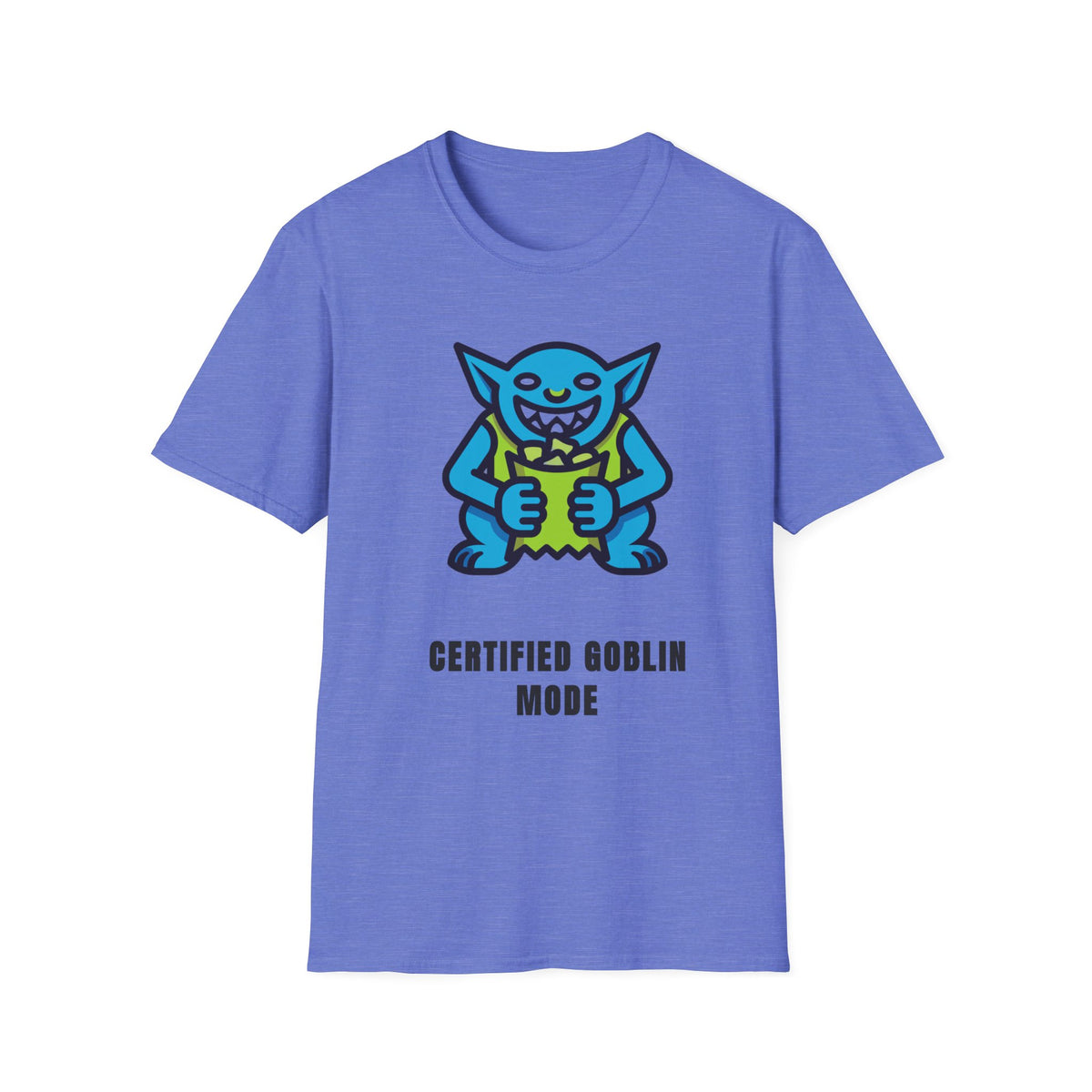 Gritty Goblin Graphic Tee - Cute Blue Goblin "Destined Goblin Mode" T-Shirt - Trending Now - September 2026
