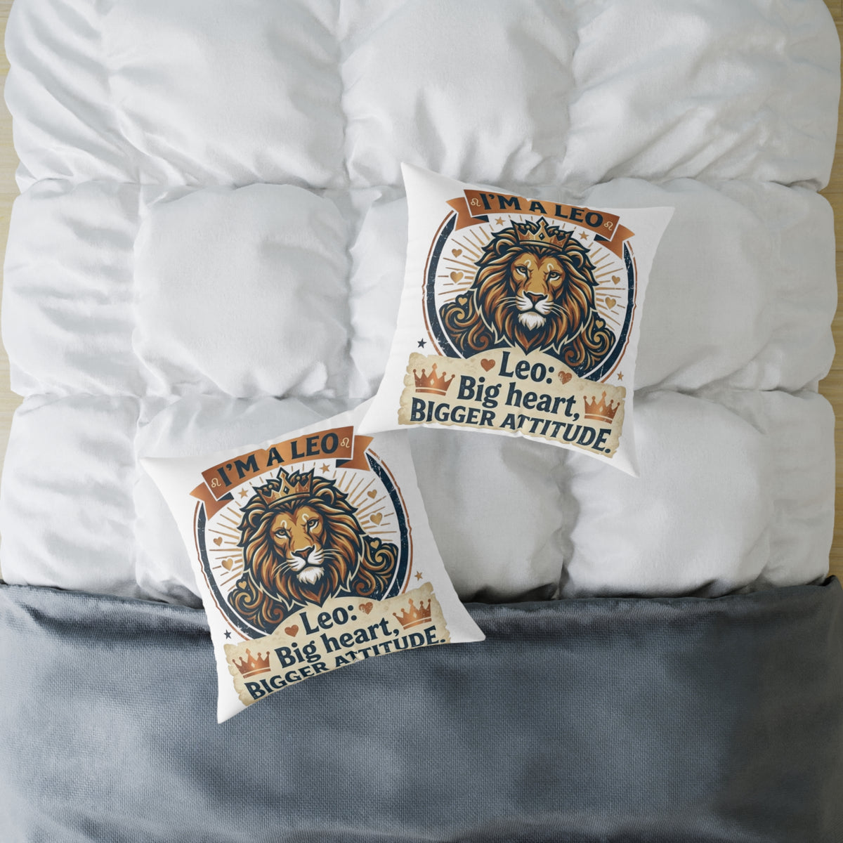Leo Zodiac Big Heart, Bigger Attitude Square Poly Canvas Pillow