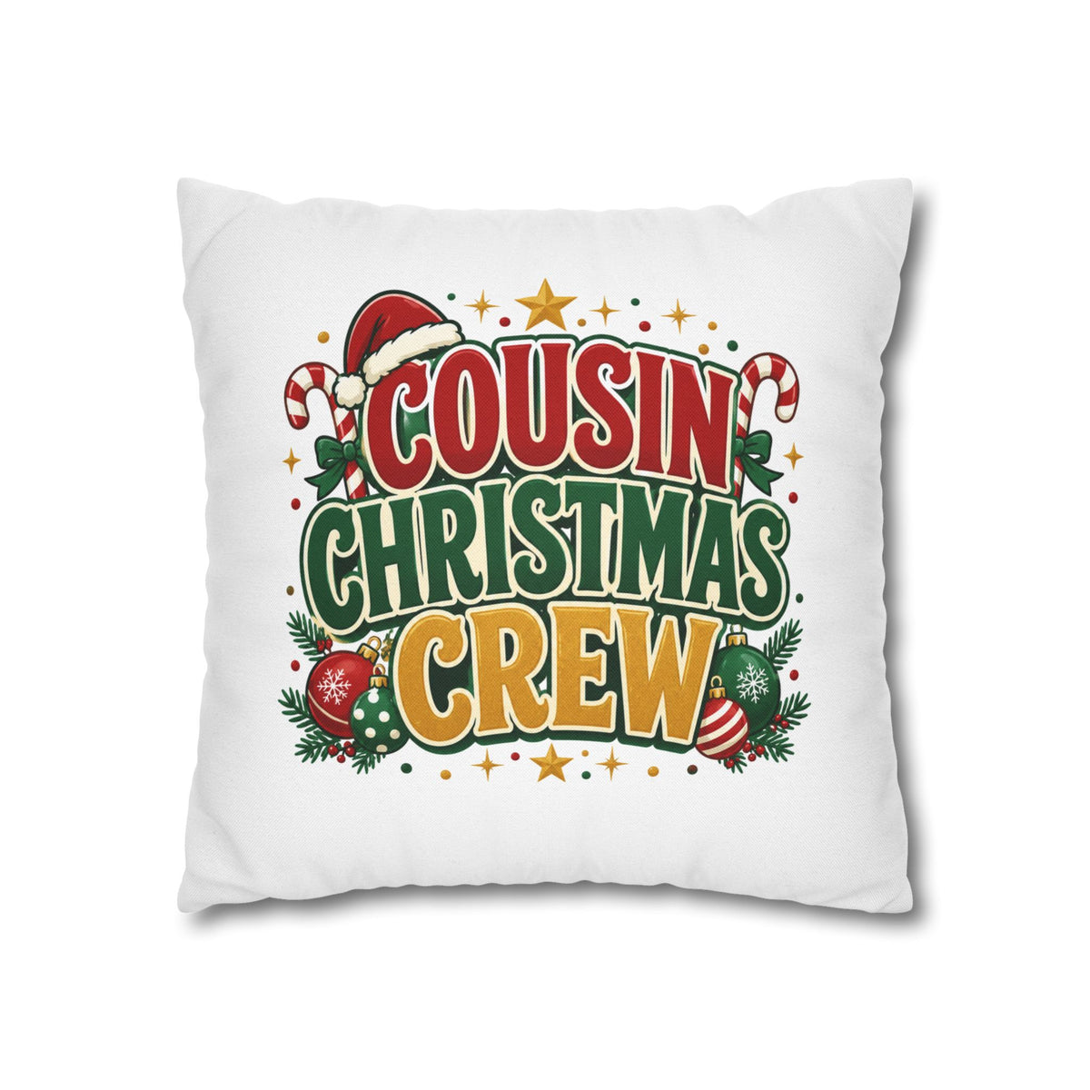 Cousin Christmas Crew Pillow Cover — Festive Holiday Decorative Throw Pillowcase