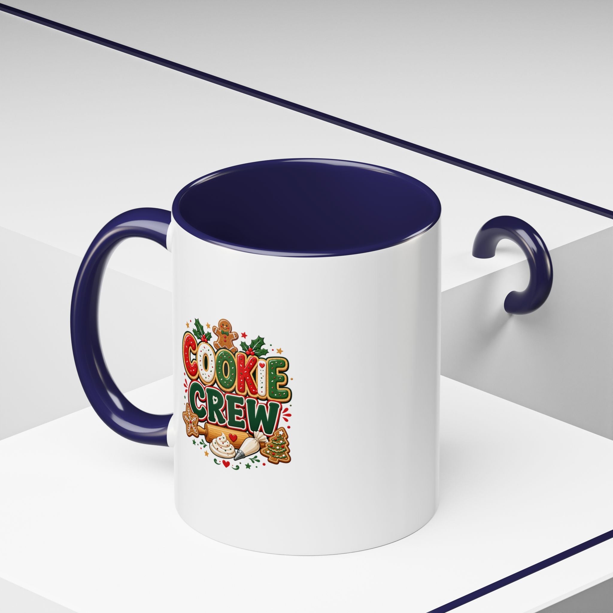 Cookie Crew Accent Coffee Mug — Holiday Gingerbread Christmas Coffee Cup