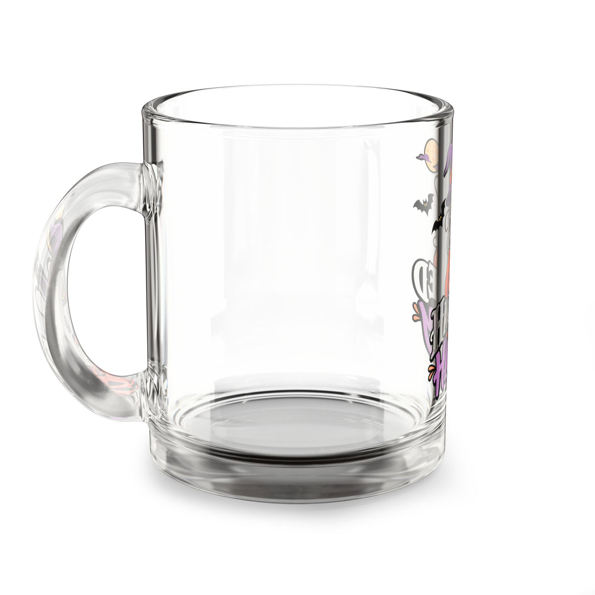 Haunted But Happy Glass Mug — Cute Halloween Ghost Pumpkin 10oz