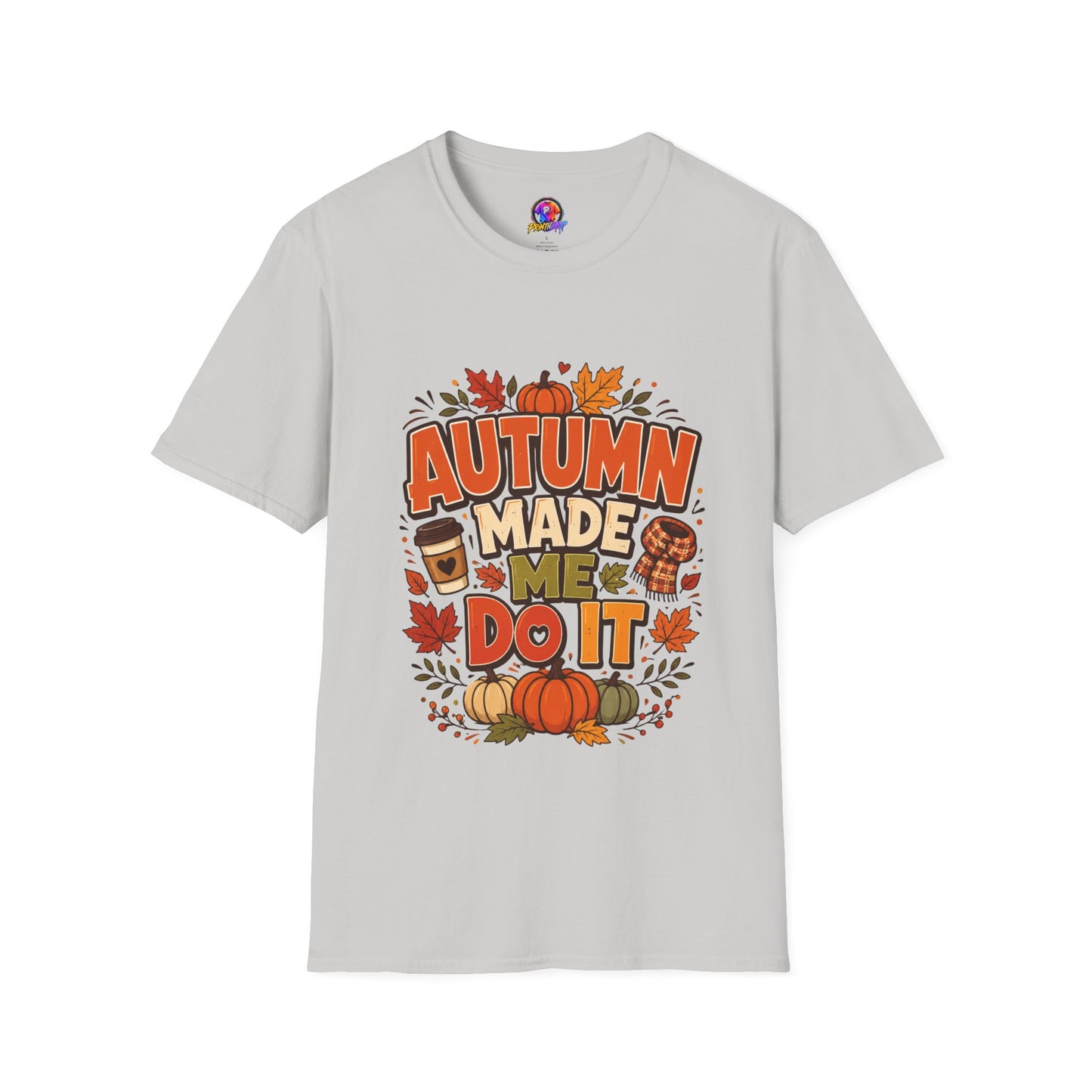Autumn Made Me Do It T-Shirt — Fall Pumpkin & Leaves Graphic Tee