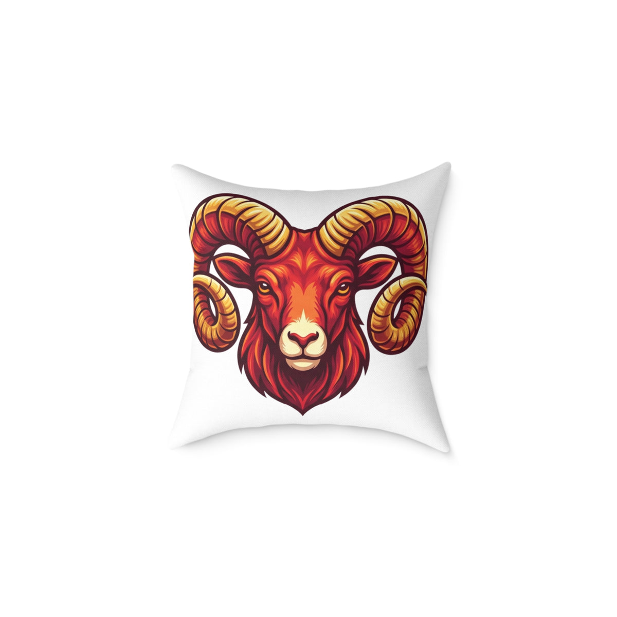 Aries Zodiac Ram Head Throw Pillow — Bold Zodiac Aries Accent Cushion