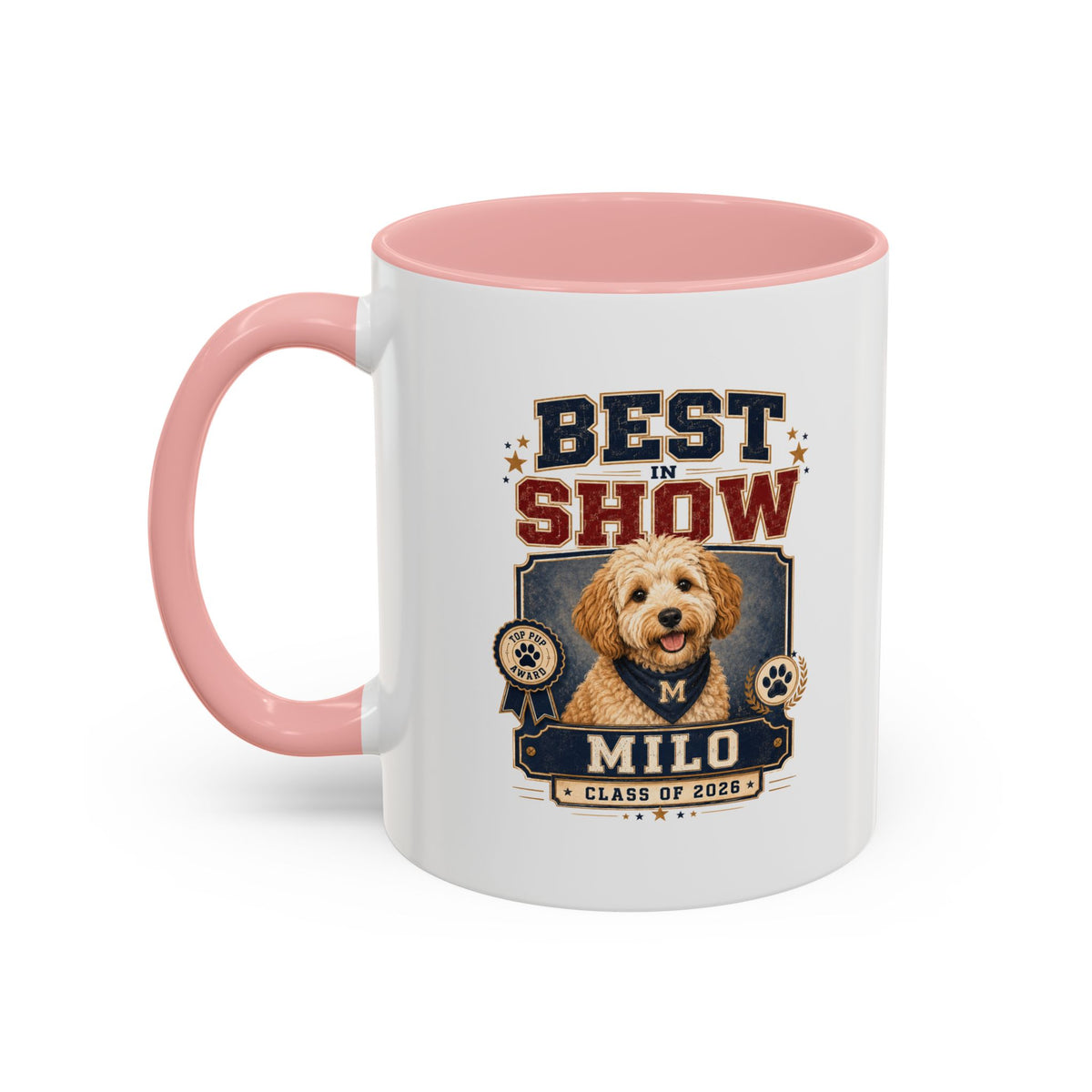 Milo Bailey Dog Dad Mom Best in Show Personalized Dog Photo Coffee Mug — Custom Name & Year