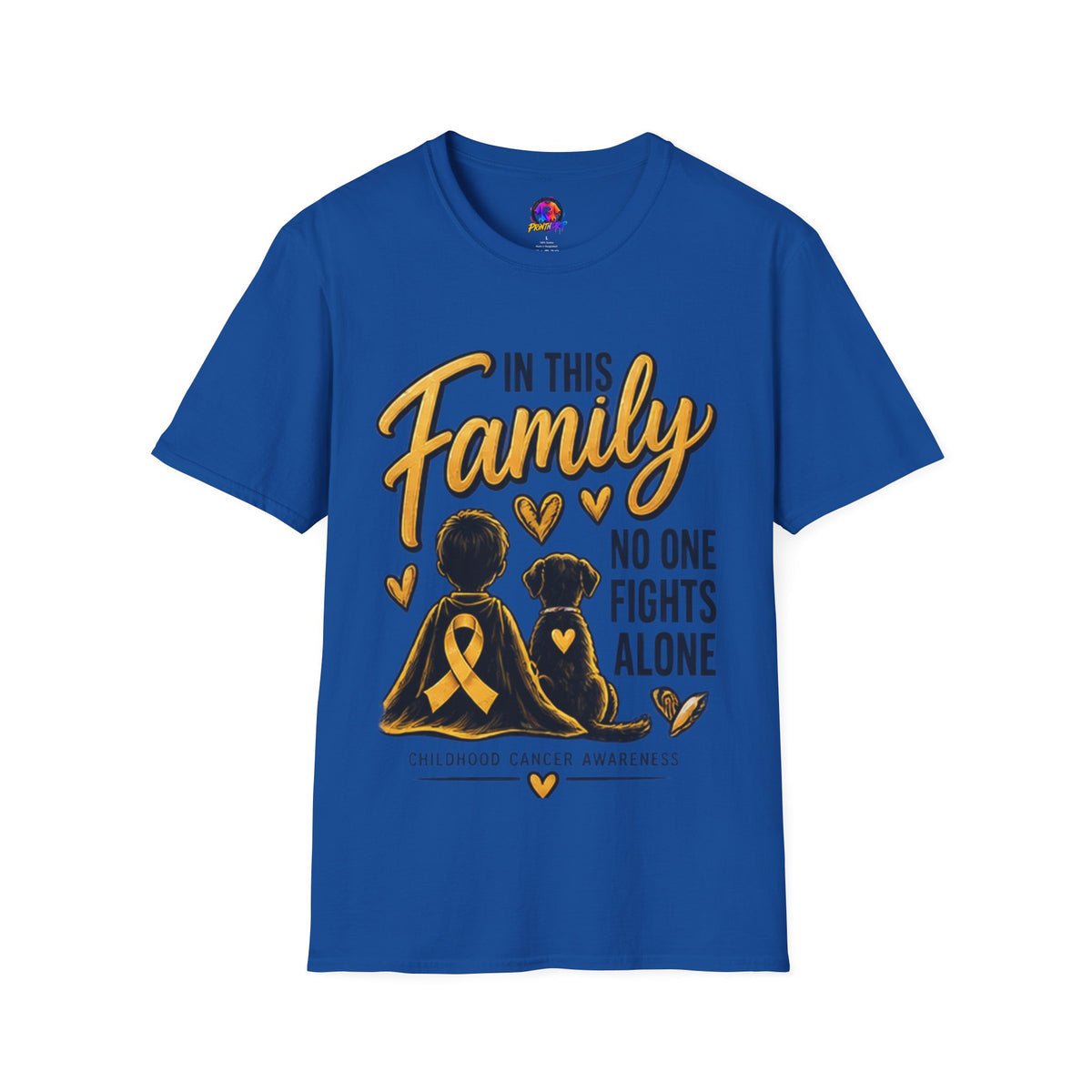 Childhood Cancer Awareness T-Shirt — "In This Family No One Fights Alone"
