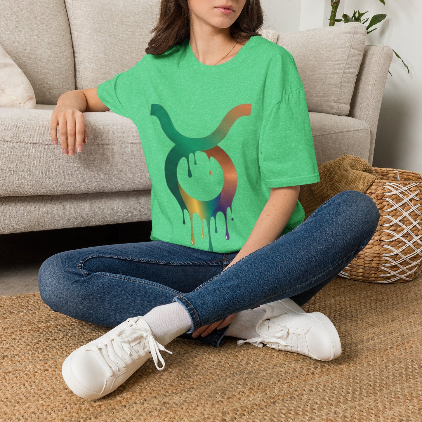 Taurus Drip Graphic Tee — Rainbow Zodiac Bull Shirt