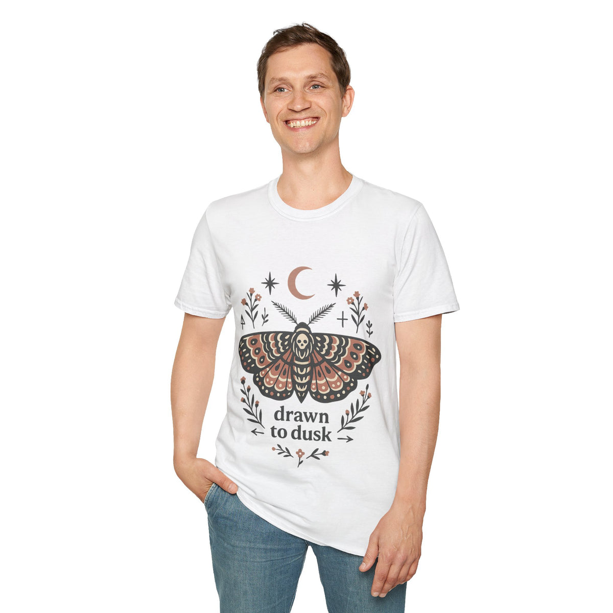 Mystic Moth T-Shirt — Crescent Moon & Floral Boho Graphic - Trending Now- August 2026
