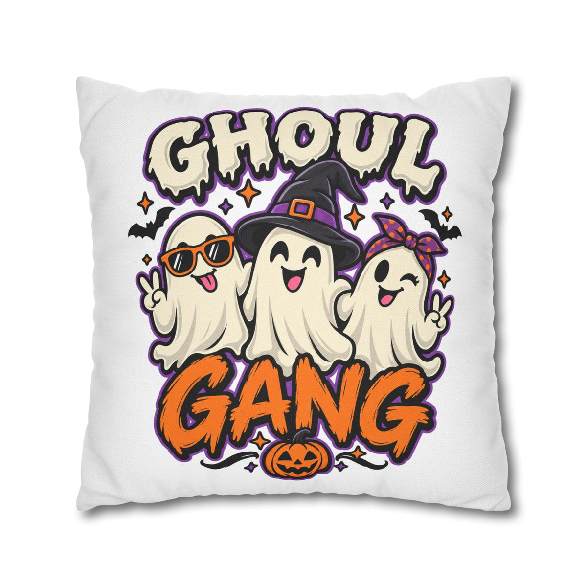 Ghoul Gang Halloween Throw Pillowcase — Cute Ghosts Decorative Pillow Cover