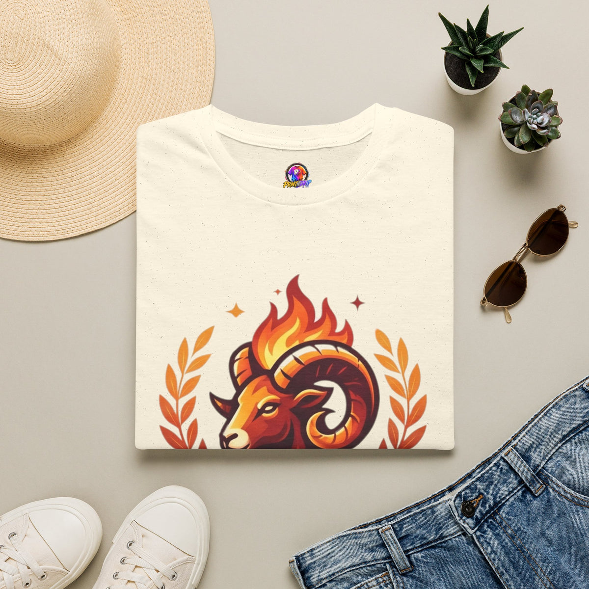 Aries Zodiac T-Shirt — "Born to Lead Not to Follow" Ram Graphic