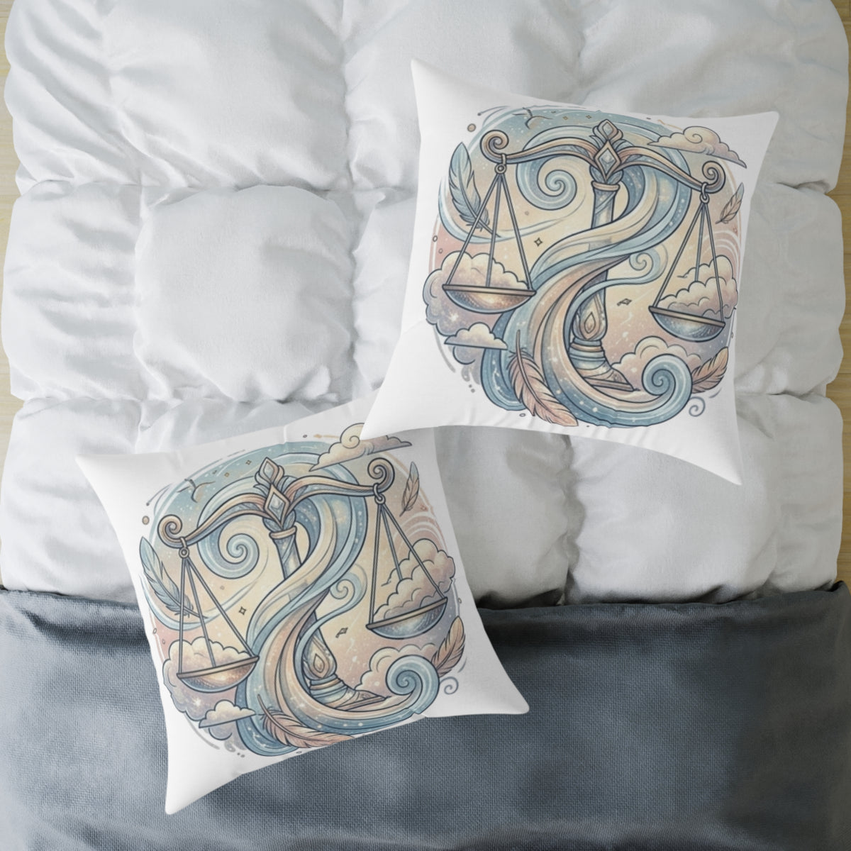 Libra Balance Zodiac Square Poly Canvas Pillow