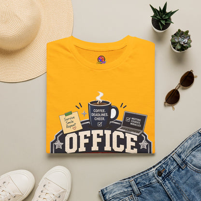 Office Holiday Survivor T-Shirt — Coffee, Deadlines & Cheer Work Shirt