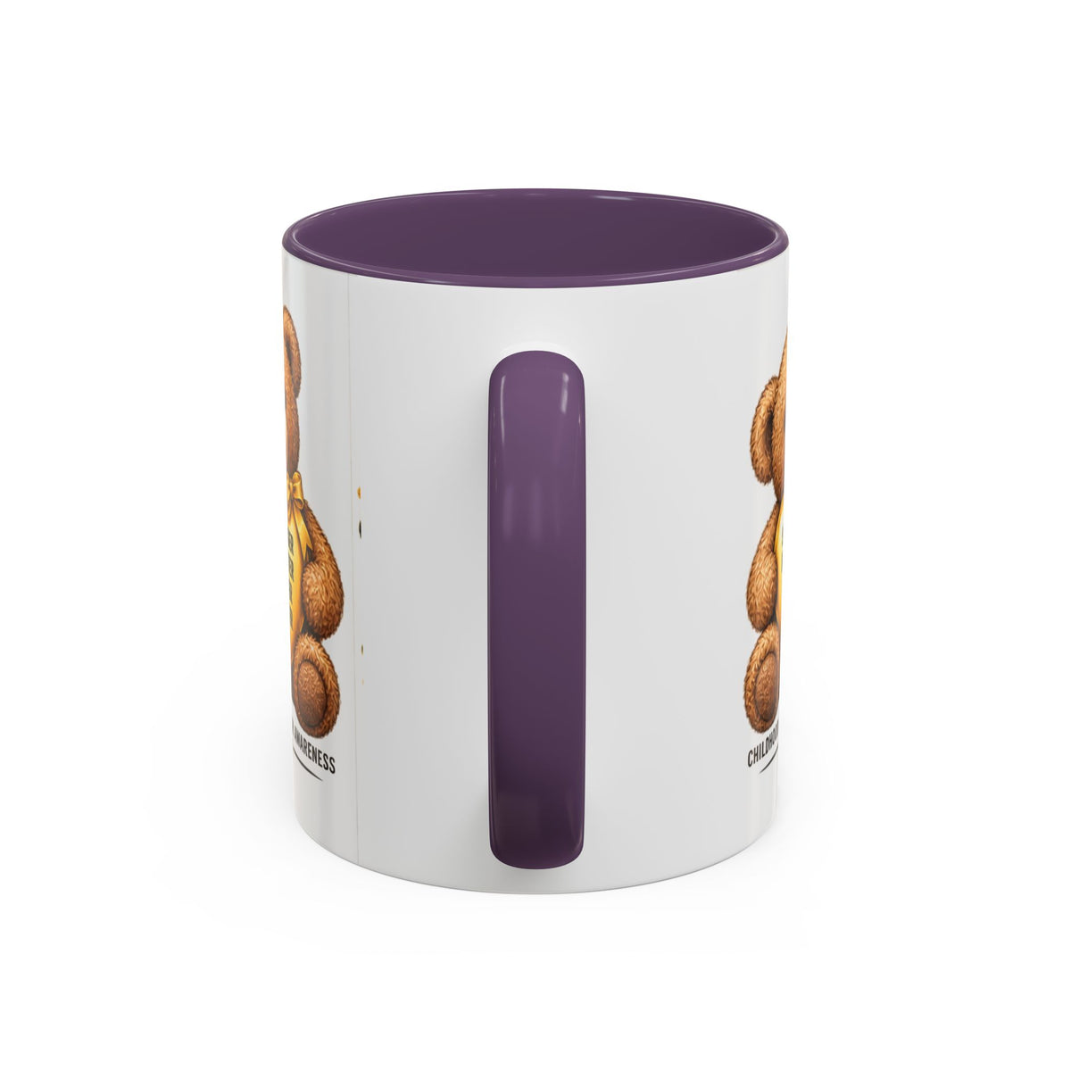 Childhood Cancer Awareness Coffee Mug — 'Stronger Brighter Kinder Braver' Teddy
