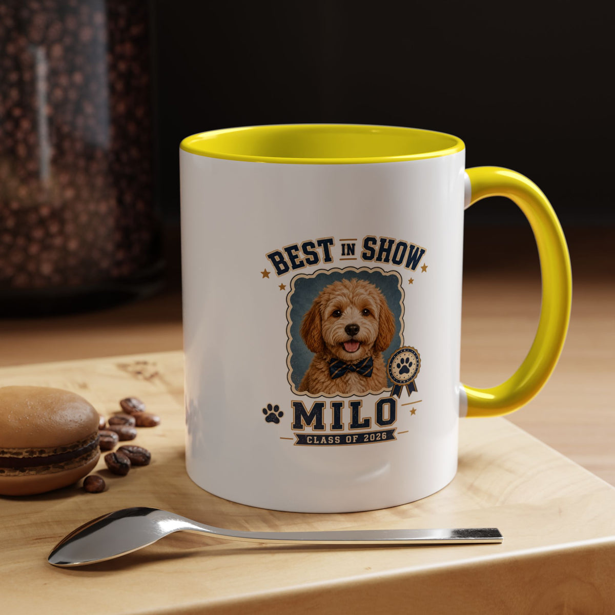 Milo Bailey Dog Dad Mom Best in Show Milo Personalized Dog Coffee Mug — Custom Pet Name Accent Mug