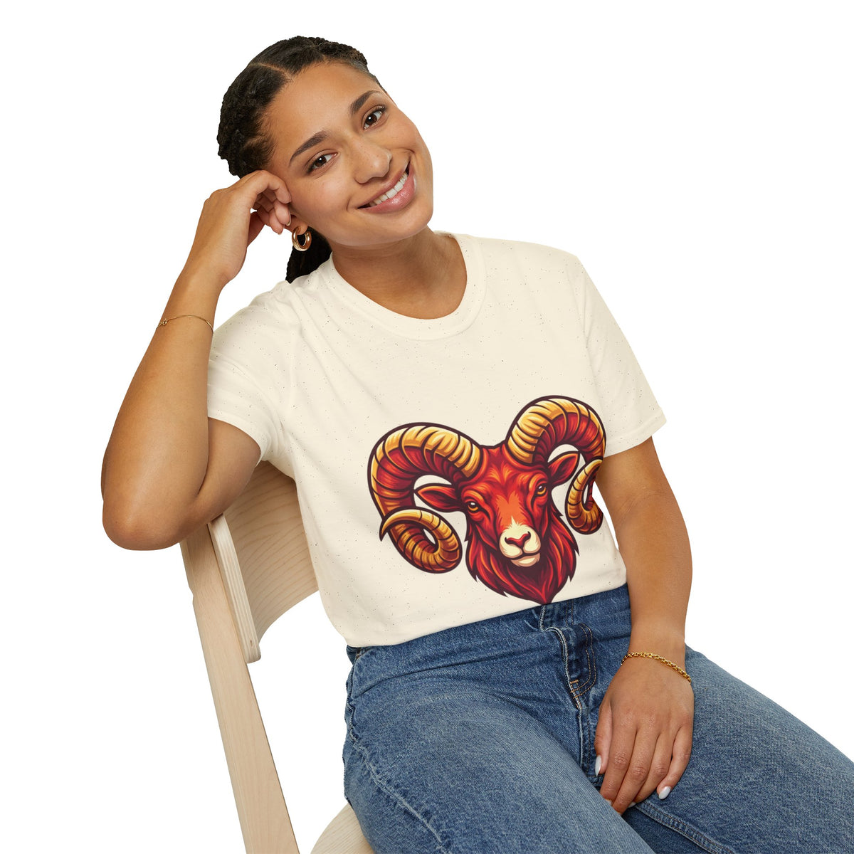 Aries Zodiac Ram Skull T-Shirt — Bold Goat Horn Graphic Tee (Aries/Zodiac)