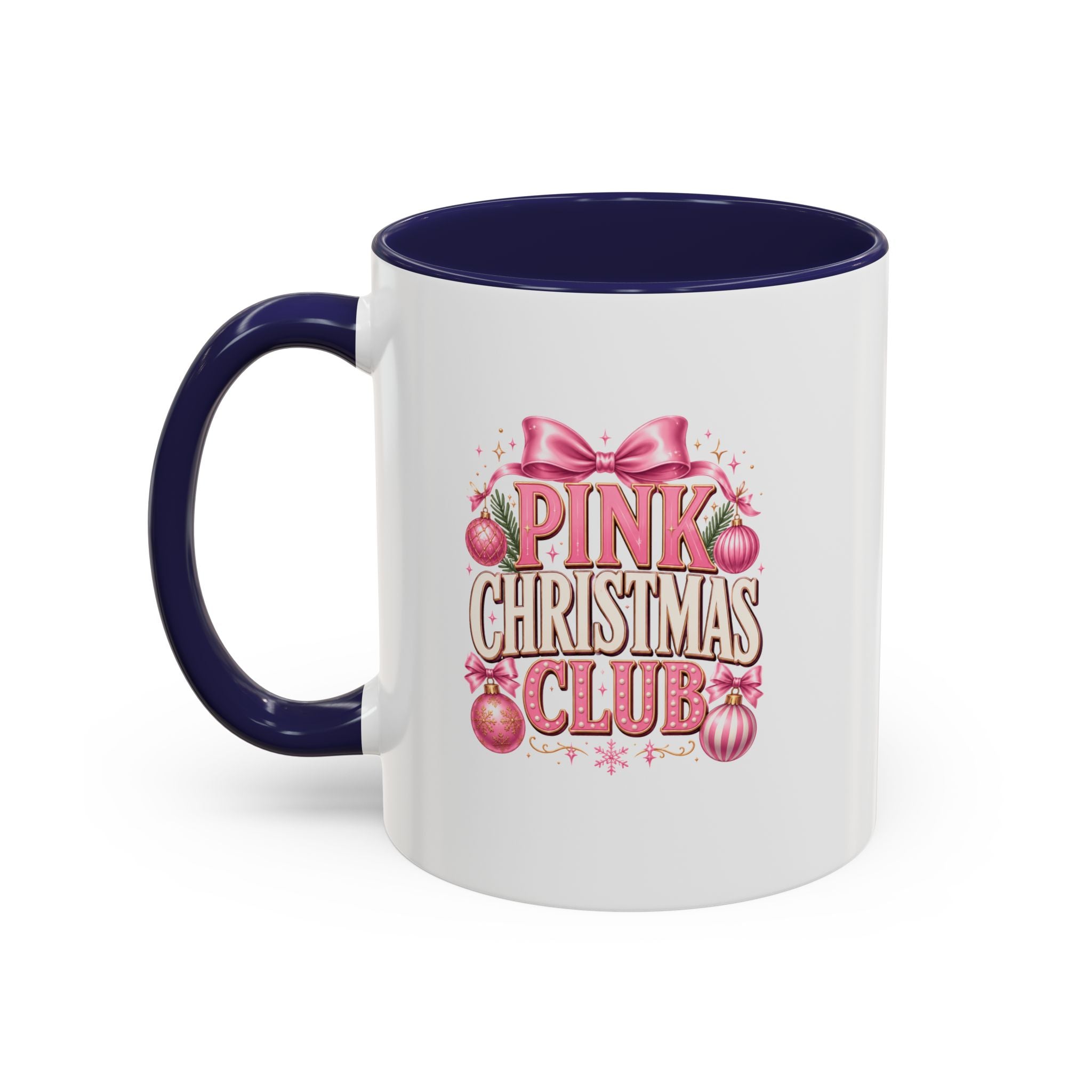 Pink Christmas Club Accent Coffee Mug — Festive Holiday Coffee Cup