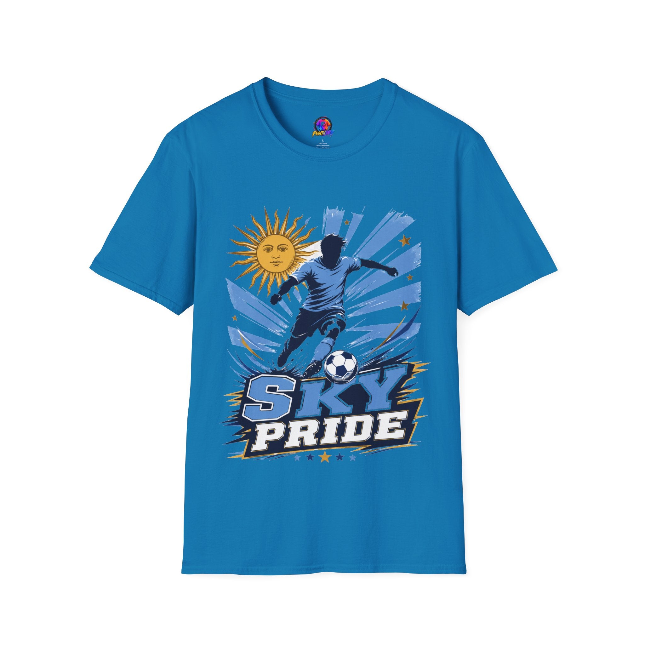 Uruguay Soccer Sky Pride T-Shirt — Argentina Sun Football Graphic Tee