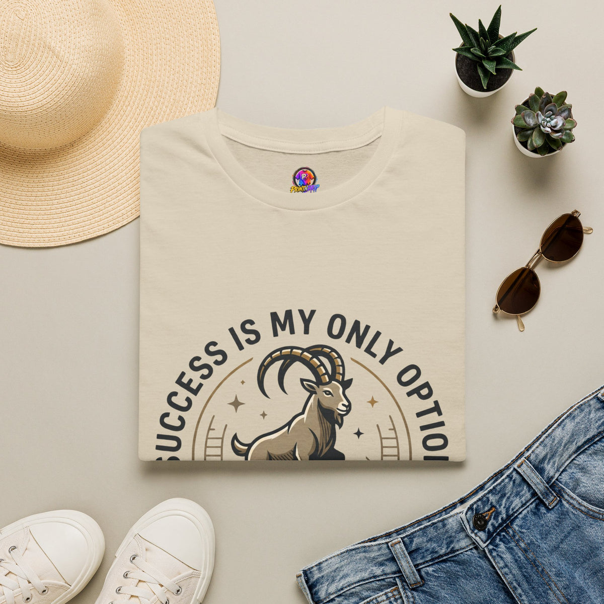 Capricorn Goat T-Shirt — "Success Is My Only Option" Motivational Zodiac Tee