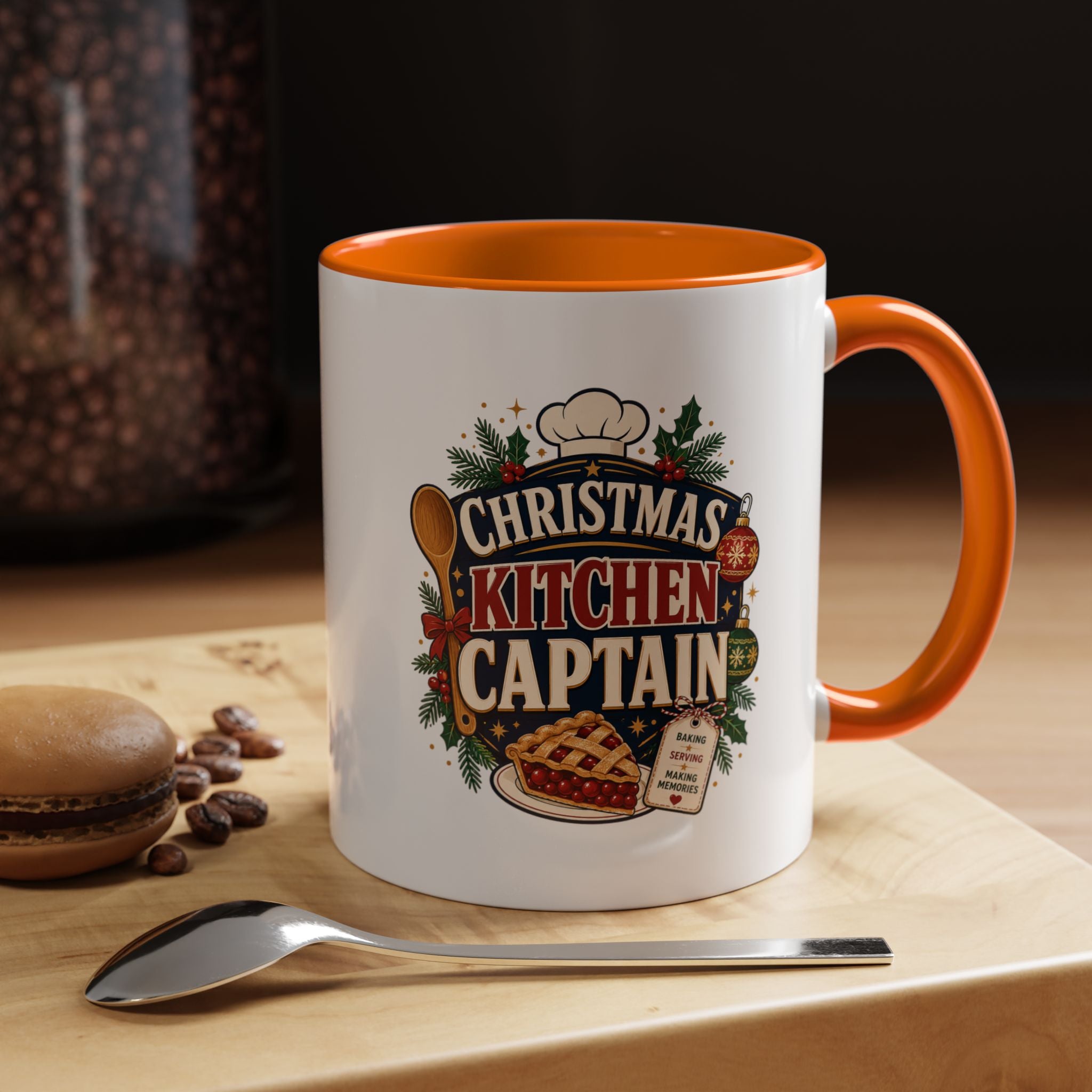 Modern Day Christmas Kitchen Captain Accent Coffee Mug — Holiday Baking Chef Gift (11/15oz)