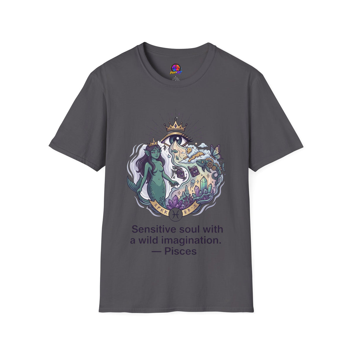 Pisces Zodiac Mystical Mermaid Art T-Shirt — "Sensitive soul with a wild imagination"
