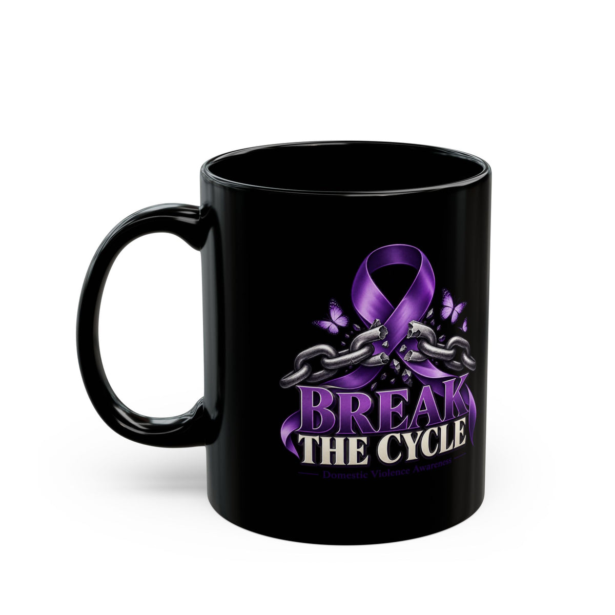 Break the Cycle Mug — Purple Domestic Violence Awareness Ribbon Coffee Cup (11oz & 15oz)