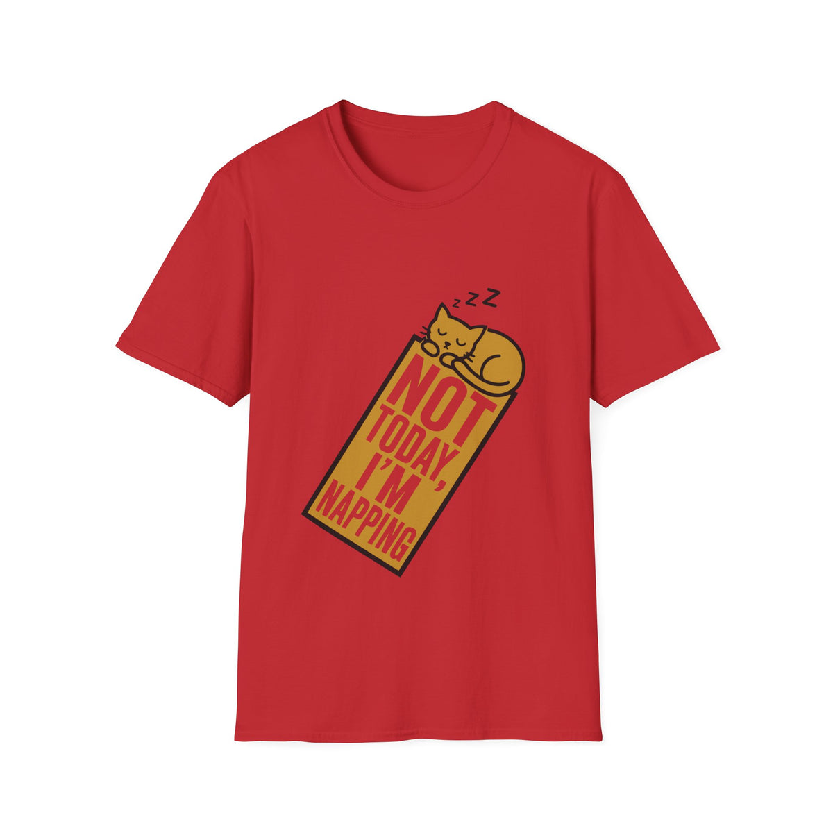Not Today I'm Napping Orange Cat Tee - Funny Sleeping Kitten Block Graphic T-Shirt - Trending Now - September 2026