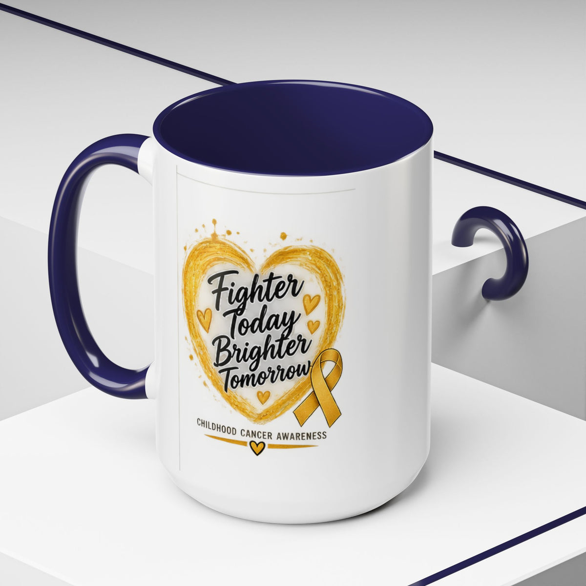 Childhood Cancer Awareness Coffee Mug – "Fighter Today Brighter Tomorrow" (Accent 11/15oz)