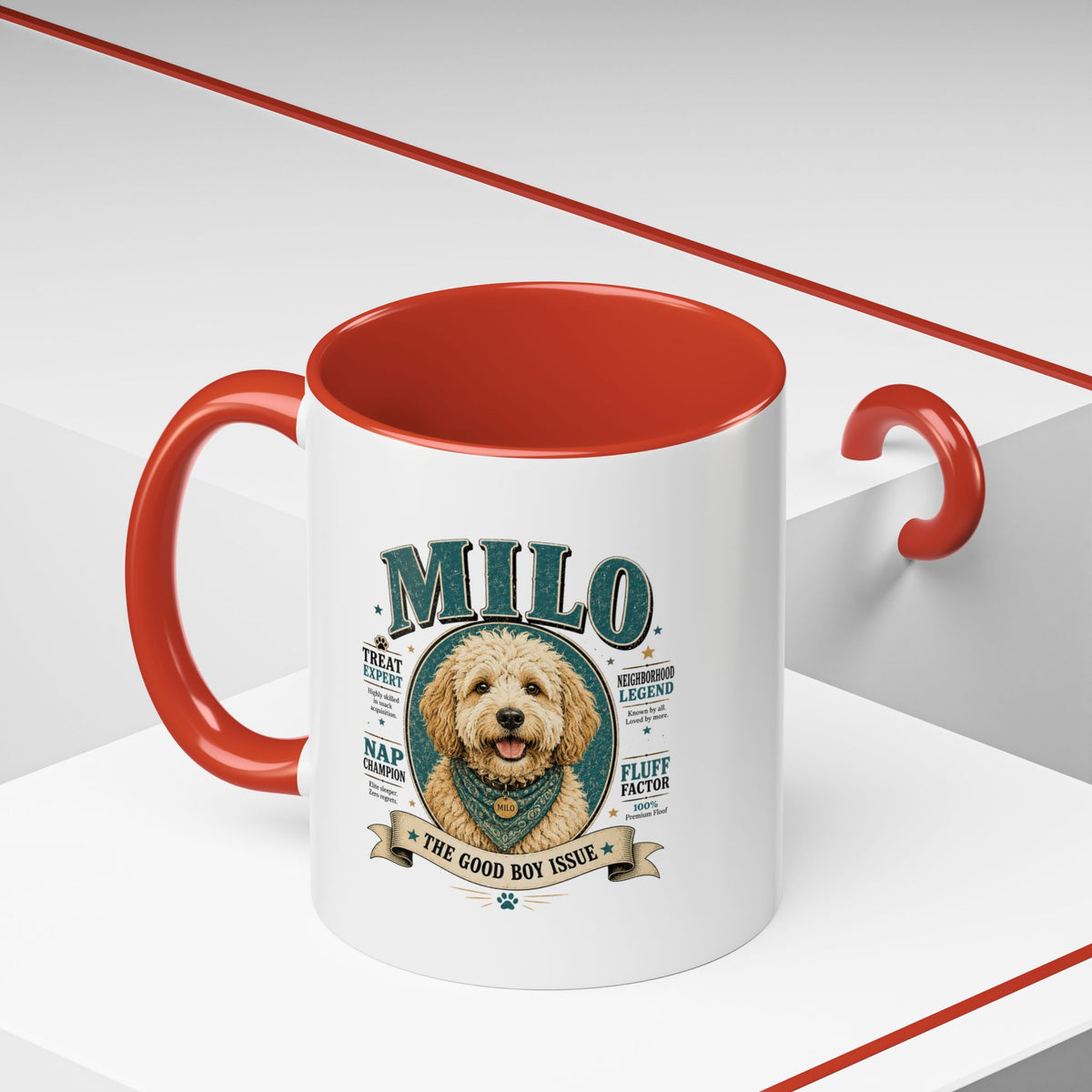 Milo Bailey Dog Dad Mom Milo Personalized Dog Coffee Mug — 'The Good Boy Issue' Accent