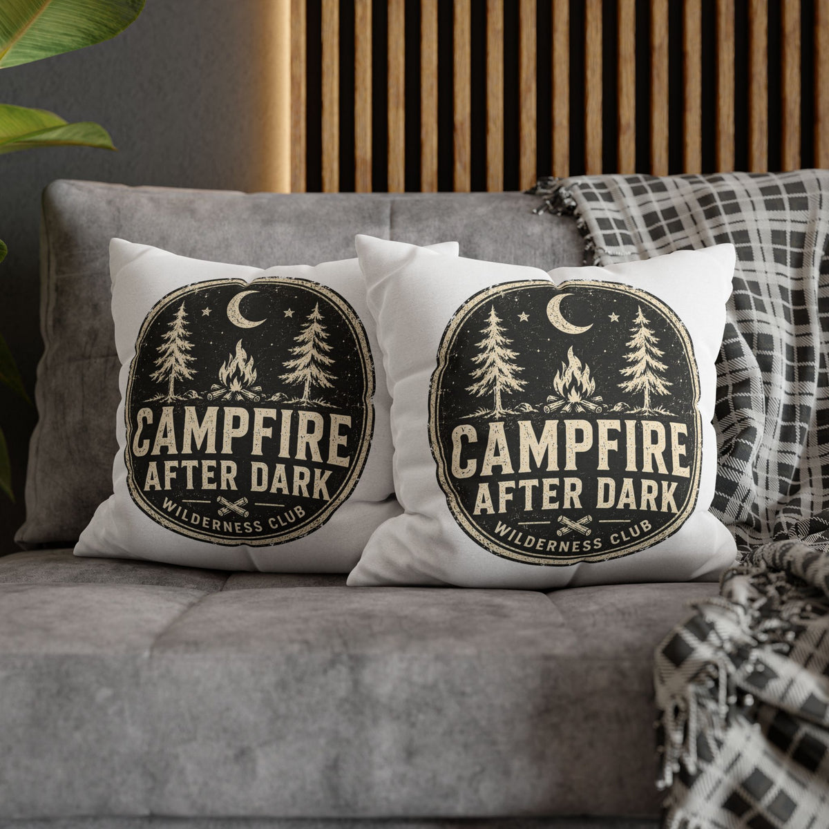 Campfire After Dark Decorative Pillowcase Milo Bailey Dog Dad Mom — Wilderness Camping Accent