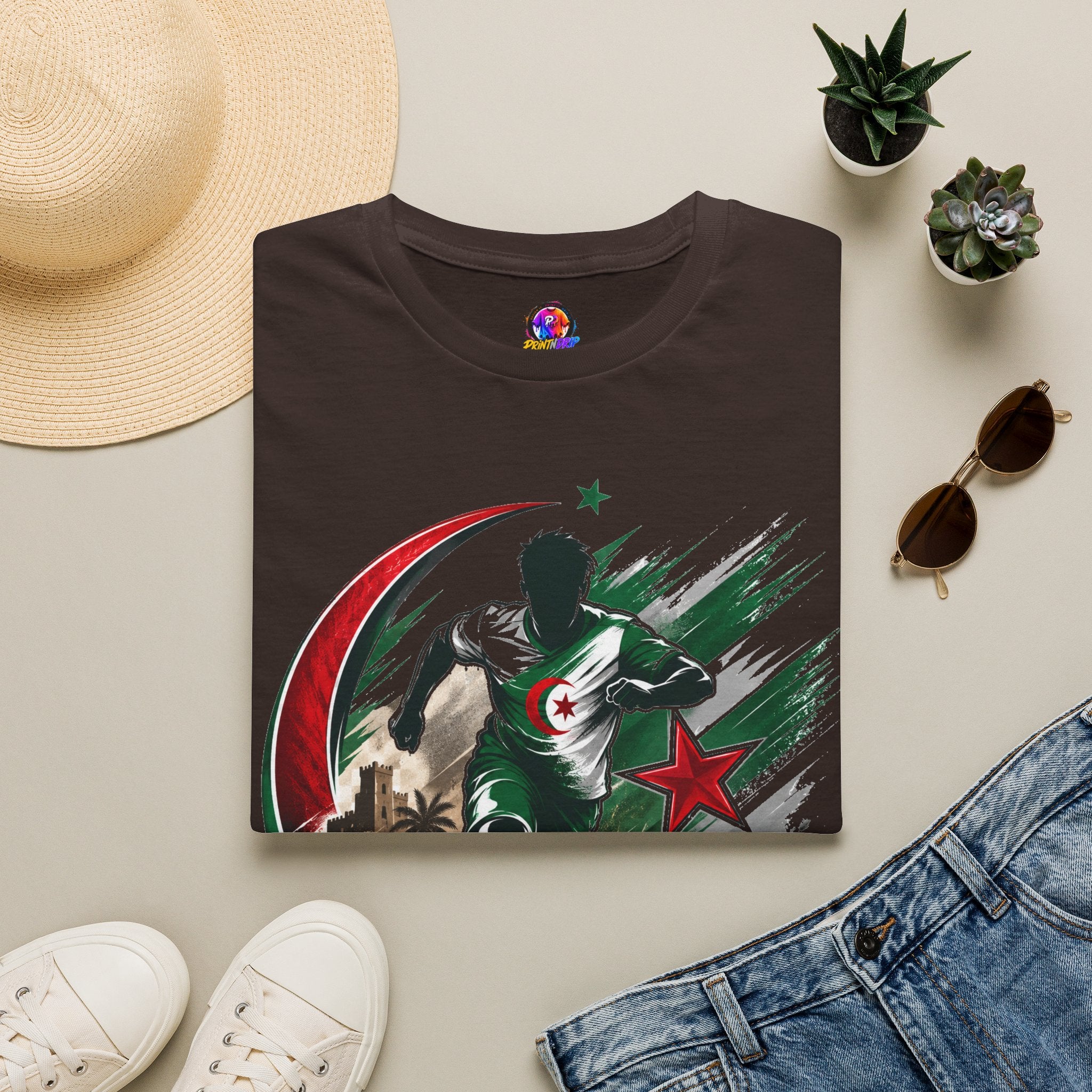 Algeria Football Fan Tee — "Green Desert Fire" Soccer Shirt