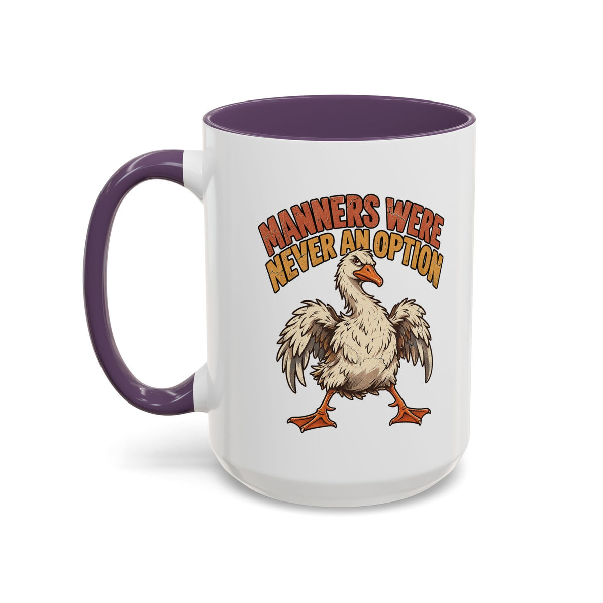 Coffee Mug — "Manners Were Never An Option" Funny Rude Chicken Accent Mug