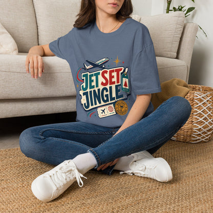 Jet Set Jingle Travel T-Shirt — Retro Airplane Vacation Graphic