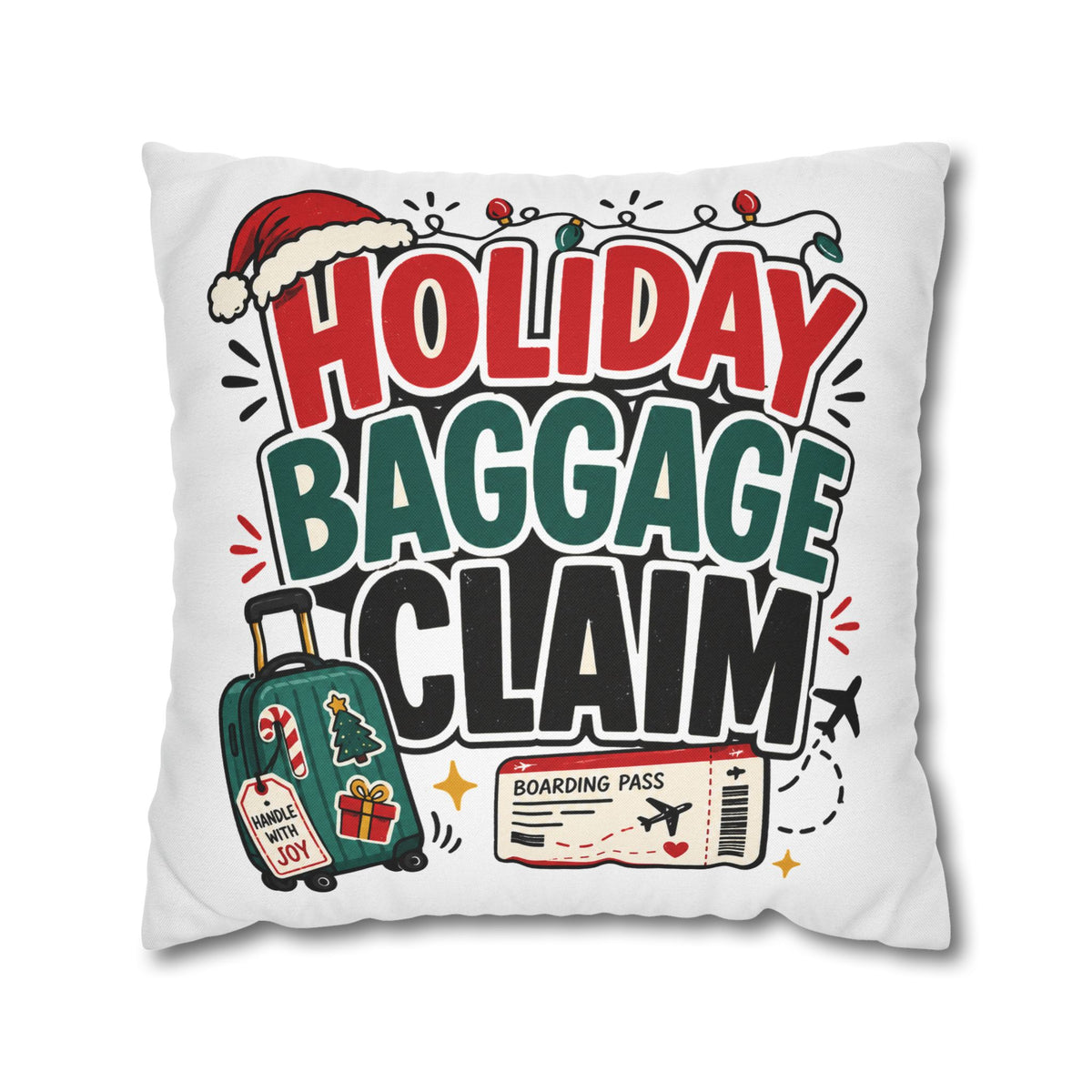 Holiday Baggage Claim Pillowcase Modern Day Christmas  - Funny Christmas Travel Decorative Throw Pillowcase