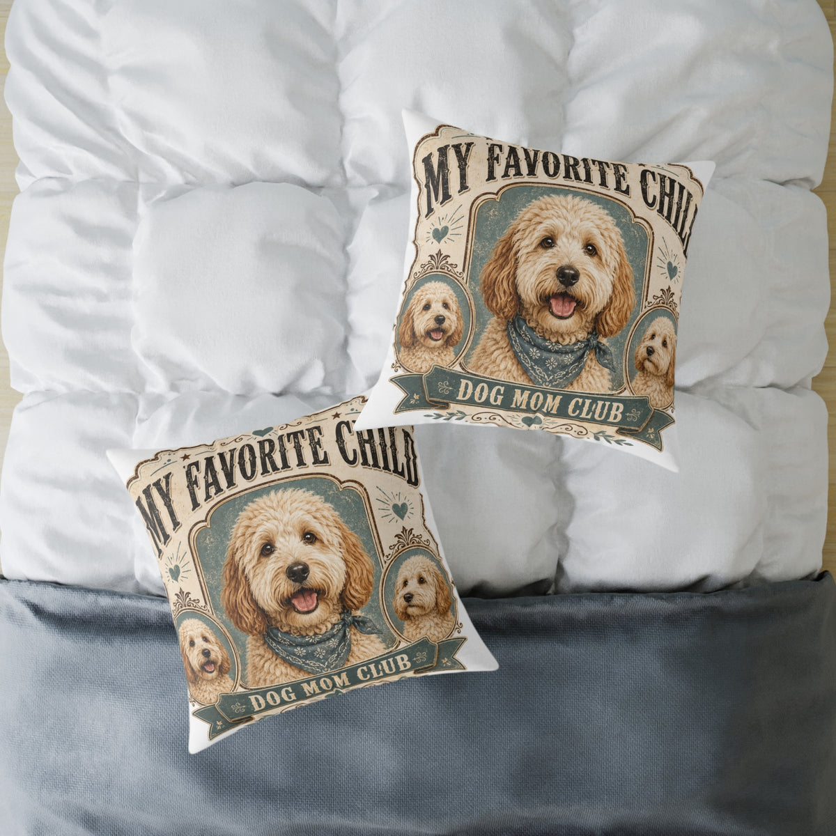 Dog Mom Club Pillow — Milo Bailey Dog Dad Mom "My Favorite Child" Doodle Throw Pillow