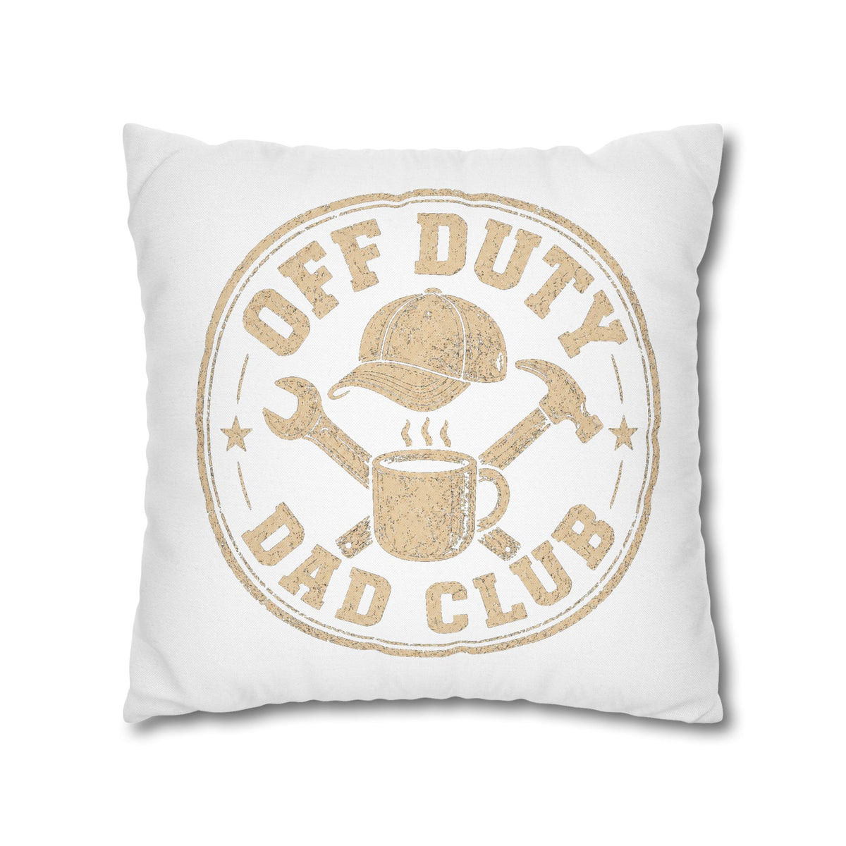 Off Duty Dad Club Pillowcase — Rustic Father's Day Decorative Throw Pillow Cover Milo Bailey Dog Dad Mom