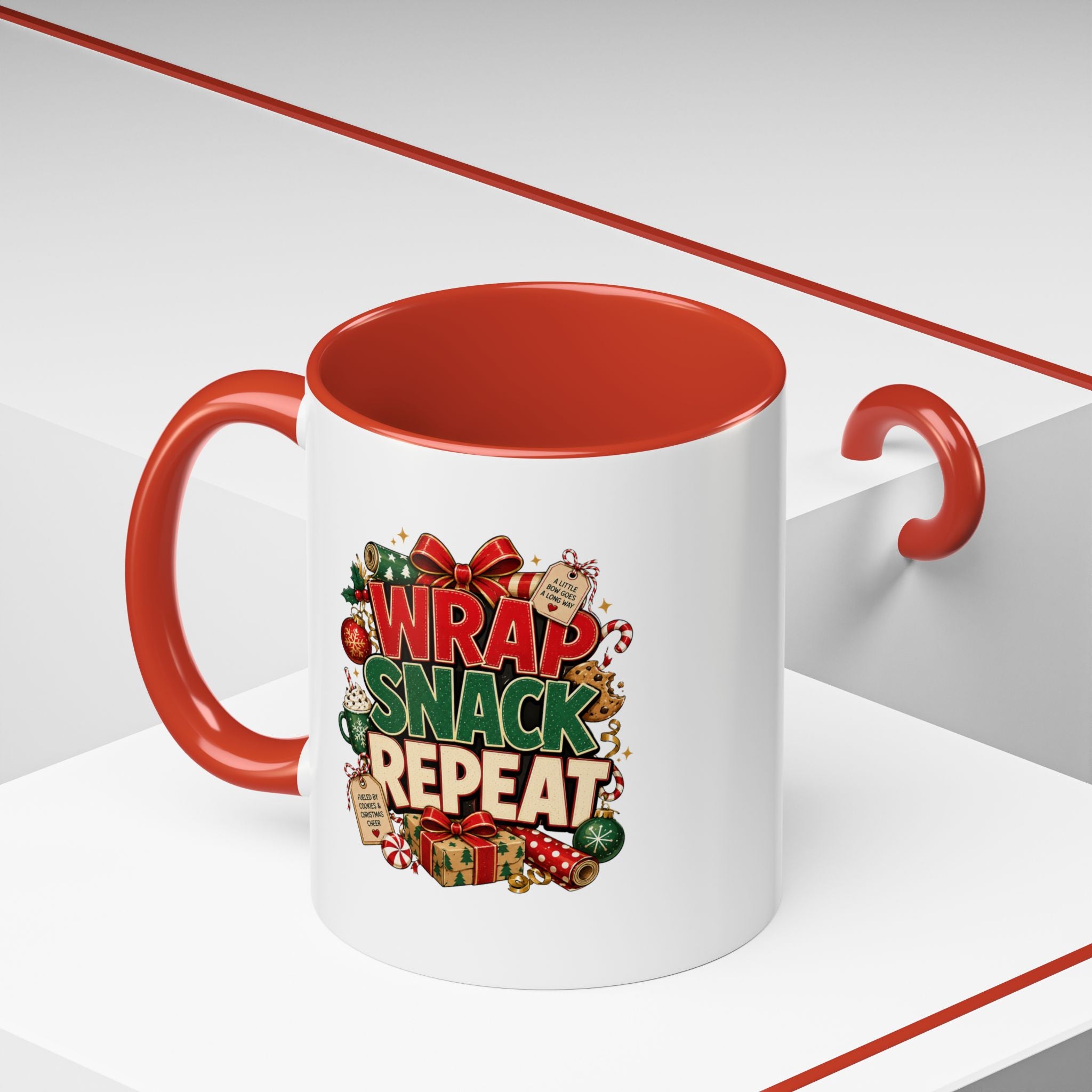 Wrap Snack Repeat Christmas Coffee Mug — Holiday Baking & Gift-Wrapping Mug