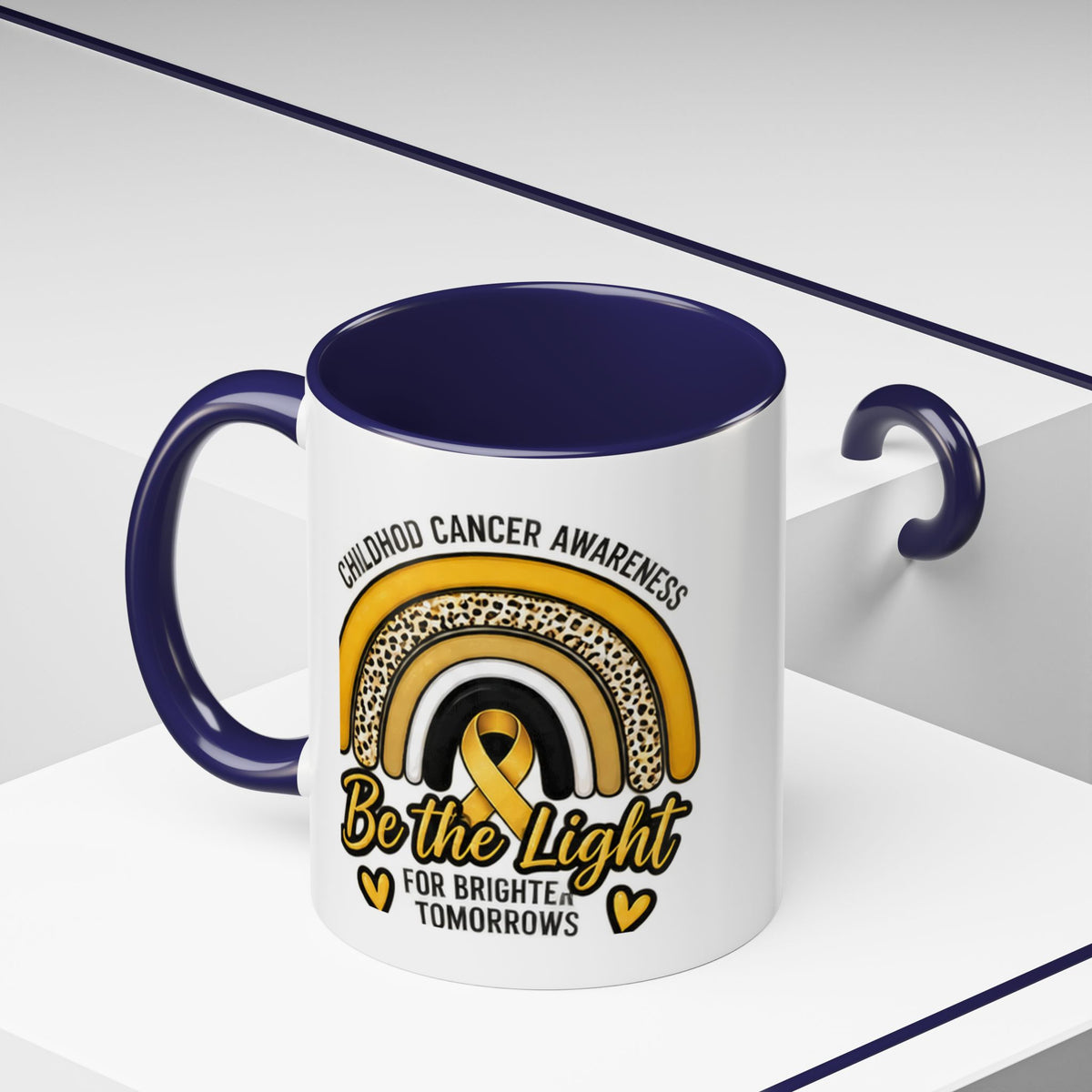 Childhood Cancer Awareness Accent Coffee Mug — "Be the Light" 11/15oz