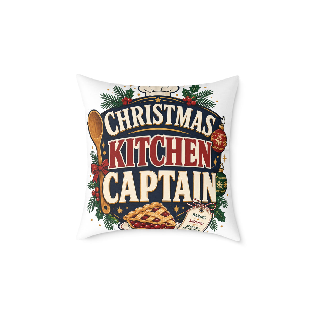 Christmas Kitchen Captain Modern Day Christmas Square Poly Canvas Pillow