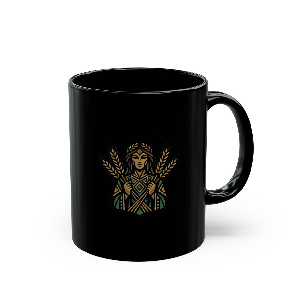 Virgo Zodiac Mug Harvest Goddess Black Mug — Rustic Wheat Emblem Coffee Cup